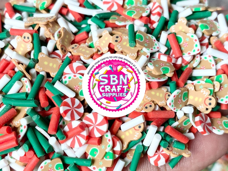 NEW Gingerbread Christmas Surprise Fake Sprinkles DIY Polymer Clay Colorful Fake Candy Sugar Sprinkle Decorations for Fake Cake Dessert 