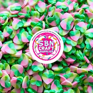 NEW 5mm St Patrick&#39;s Day Luck of the Irish Themed Shamrock Heart Polymer Clay Fake Sprinkles Saint Patrick&#39;s Day Simulation Food Decoden