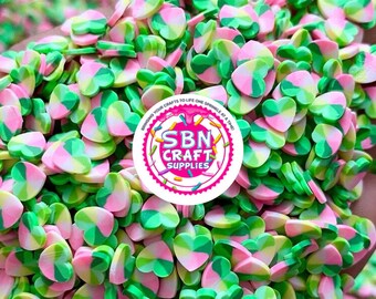 NEW 5mm St Patrick's Day Luck of the Irish Themed Shamrock Heart Polymer Clay Fake Sprinkles Saint Patrick's Day Simulation Food Decoden