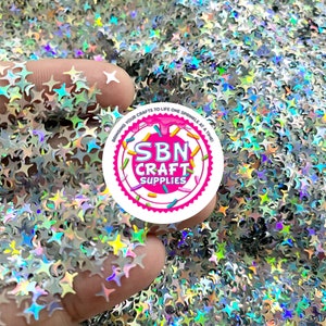 BULK 500 Gram Glitter 4mm Silver Four Point Star Shaped Glitter Chunky Glitter Sequins Nail Art Snow Globe Tumblers