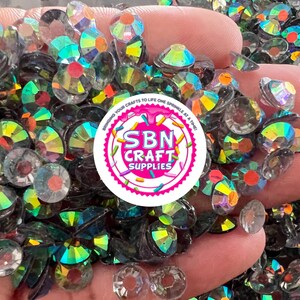 BULK 4oz. Grandilla Grey Transparent AB Flatback Resin Rhinestone Mixed Size Perfect Snow Globe Tumblers Nail Art Non-hotfix