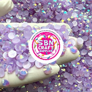 BULK 4oz. Light Purple Rhinestones AB Flatback Resin Mixed Size Perfect for DIY Snow Globe Tumblers Nail Art Non-hotfix