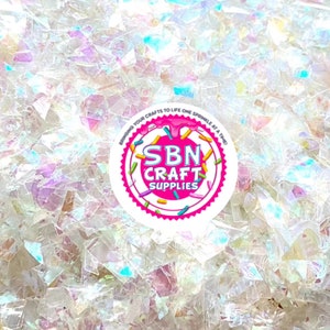 BULK 500 Gram Pearl White Cellophane Holographic Glitter Flakes Nail Art Solvent Resistant Sugar Paper DIY Colorful Decorate Mylar Flakes