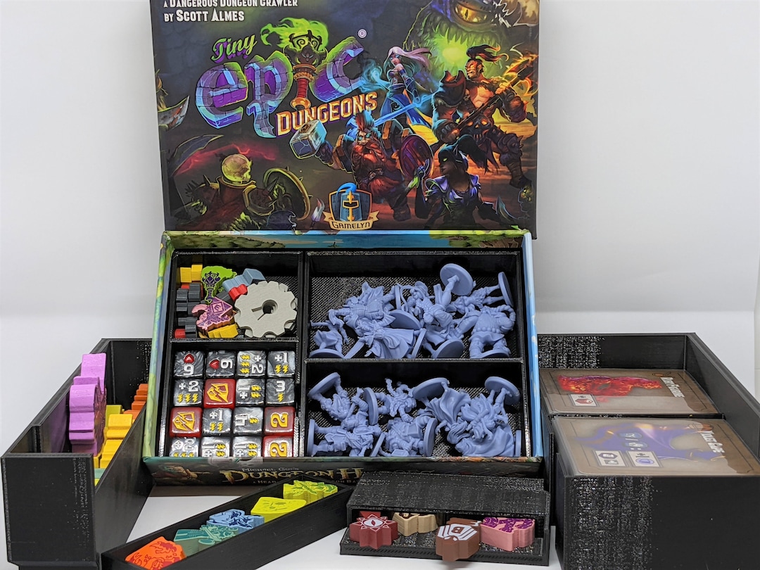 Tiny Epic Dungeons and Stories Expansion Combined sleeved Insert Custom