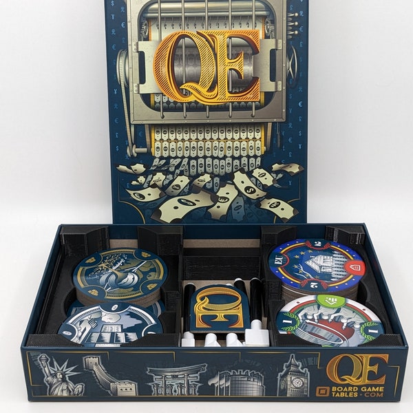 QE Insert Upgrade - Quantitative Easing - Fits Commodities Expansion - Custom - Divider - Sorter - Sleeved - Card Game - Token - Gamer Gifts