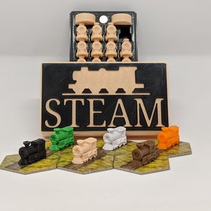 Steam: Rails to Riches Token Upgrade - 144 Piece Set - Custom Player Trays - Train - Boardgame - Board Game - Gamer Gifts