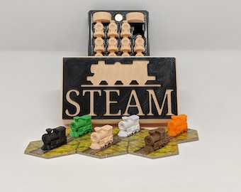 Steam: Rails to Riches Token Upgrade - 144 Piece Set - Custom Player Trays - Train - Boardgame - Board Game - Gamer Gifts