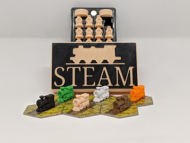 Steam: Rails to Riches Token Upgrade 144 Piece Set Custom Player Trays Train Boardgame Board Game Gamer Gifts image 1