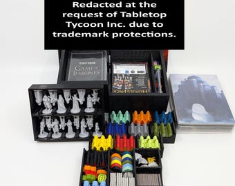 Tiny Epic Game of Thrones & Fire and Ice Expansion Insert for Sleeved Cards (unofficial) - 3D Printed Organizer