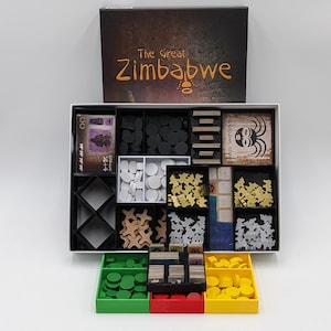 The Great Zimbabwe Insert Upgrade - Boardgame - Board Game - Sleeved Cards - Organizer - Divider - Gamer Gift