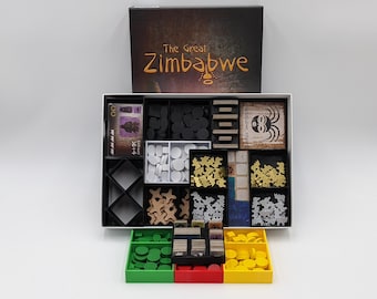 The Great Zimbabwe Insert Upgrade - Boardgame - Board Game - Sleeved Cards - Organizer - Divider - Gamer Gift