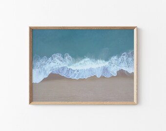 Olas de playa aéreas – Impresión fotográfica artística del océano – Decoración de pared costera