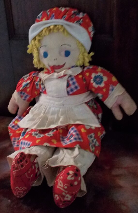 antique cloth doll painted face