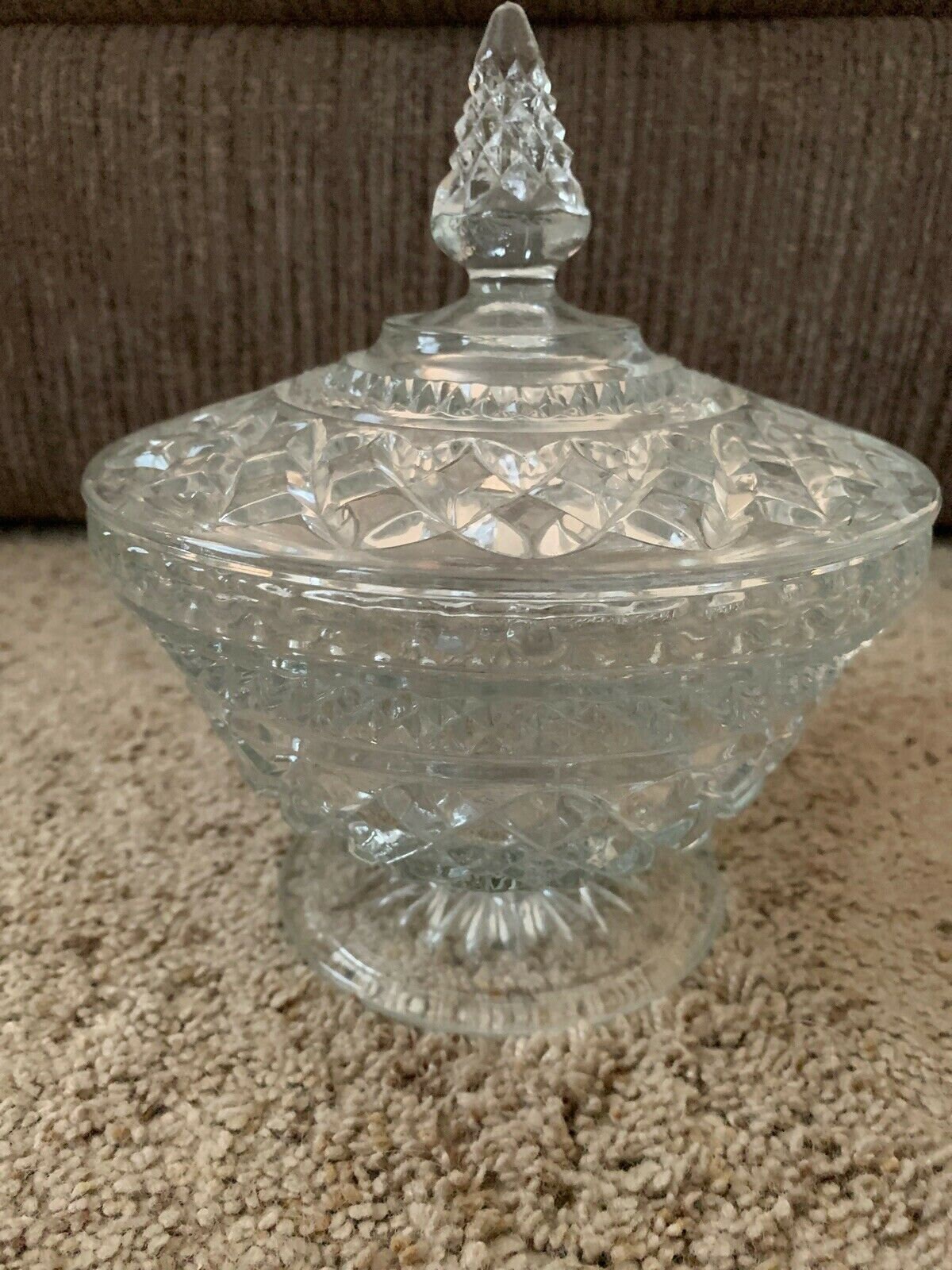 Vintage Pressed Glass Footed Candy Dish With Lid Etsy Italia
