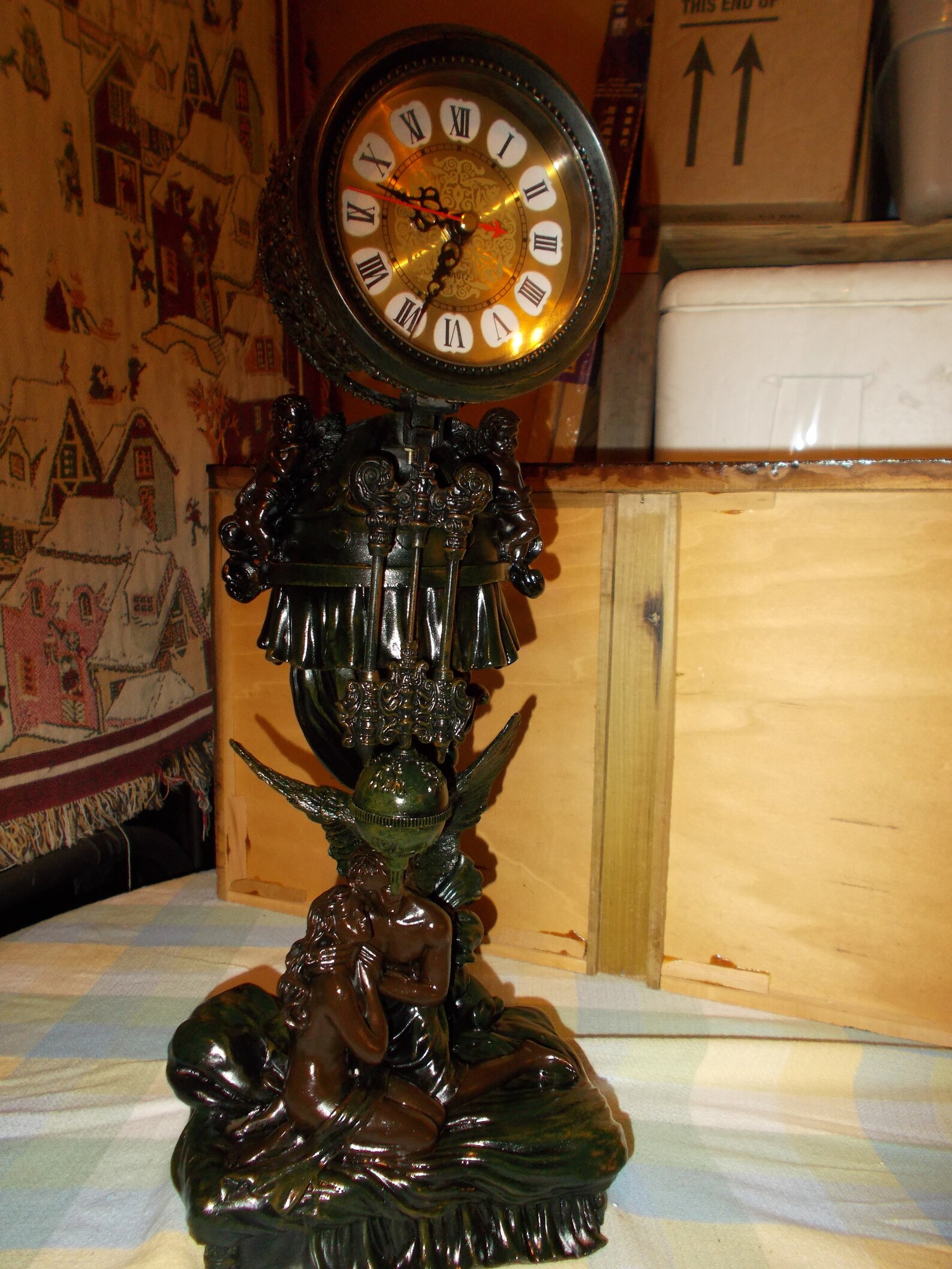 Angels Sculpture Mantel Clock Etsy