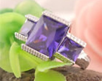 Purple Cubic Zirconia Ring Size 7