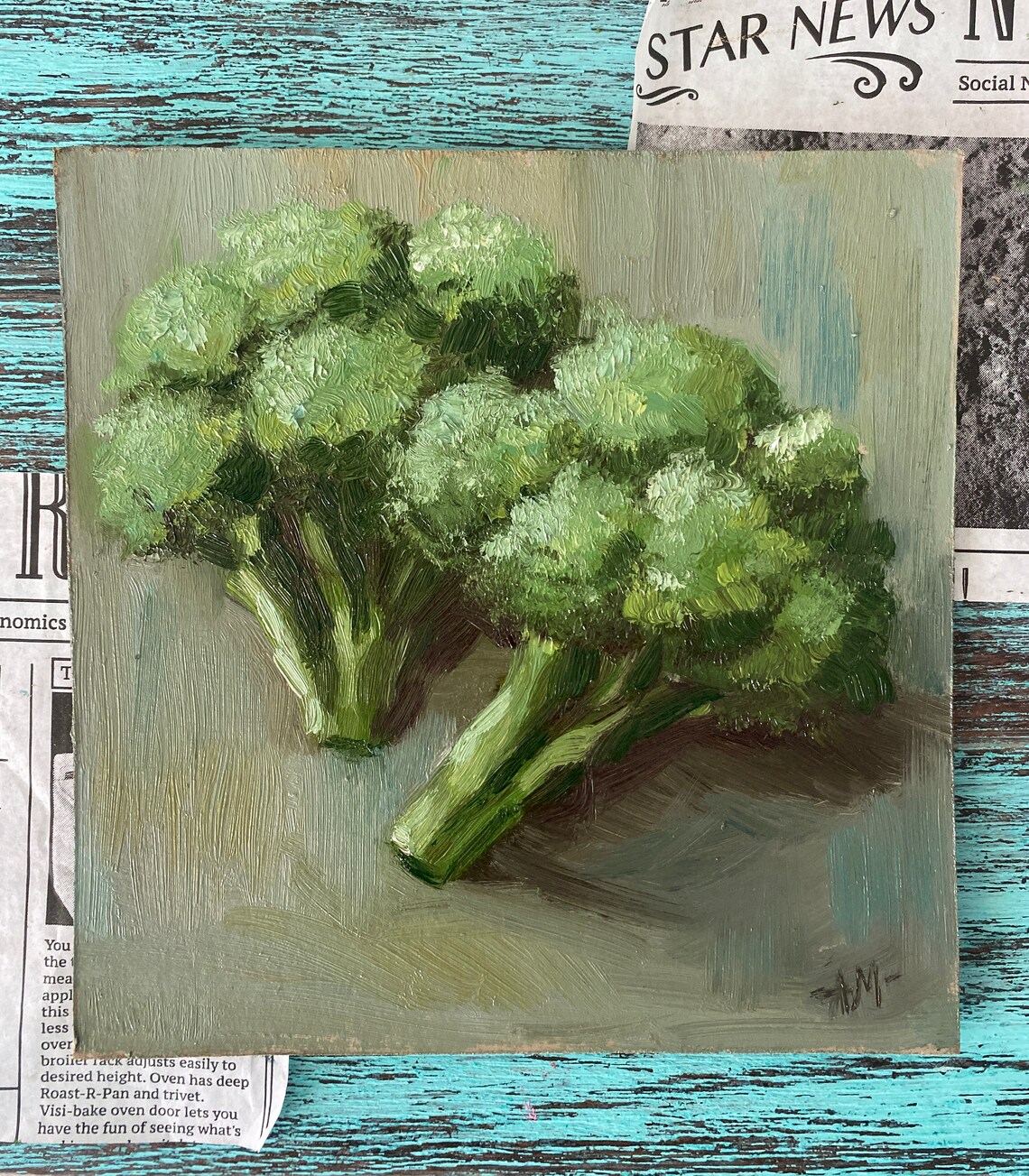 Vegetable Painting Broccoli Original Food Artwork Kitchen Wall Etsy