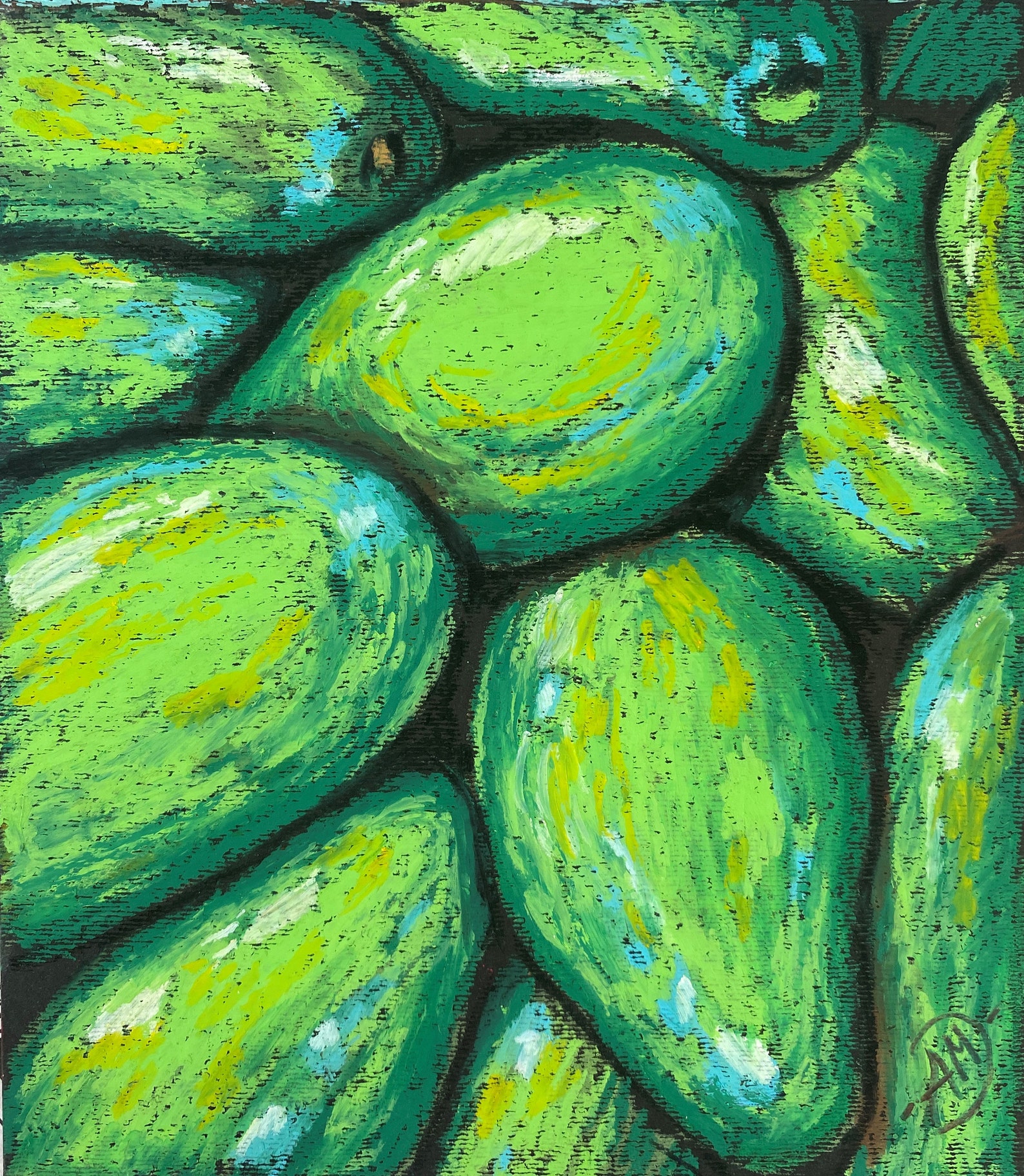 Avocado Oil Pastel Painting Original Art Fruit Artwork Food Etsy