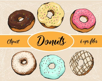 Donuts Clipart , Donuts Digital Clip Art , Sweet Doughnut , Donut Graphics, Sweet Dessert, Pastries, Dough Nut, Tasty Desserts