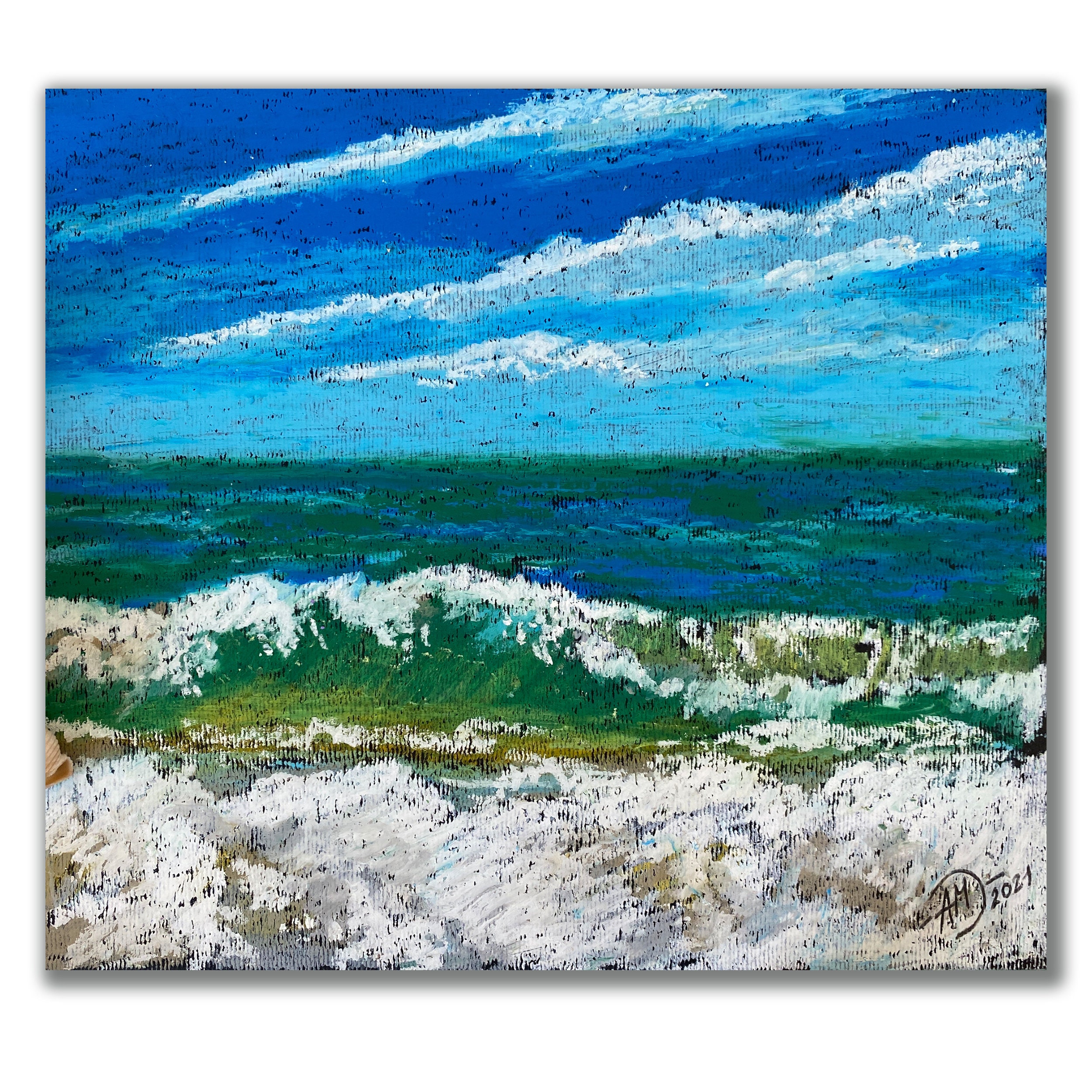 Seascape Painting Original Art Oil Pastel Seascape Artwork by | Etsy