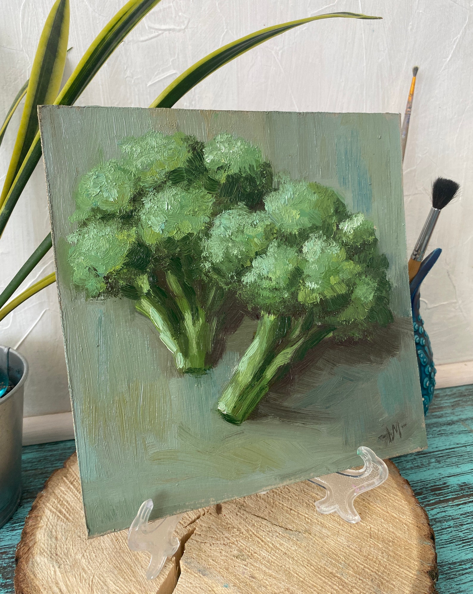 Vegetable Painting Broccoli Original Food Artwork Kitchen Wall Etsy