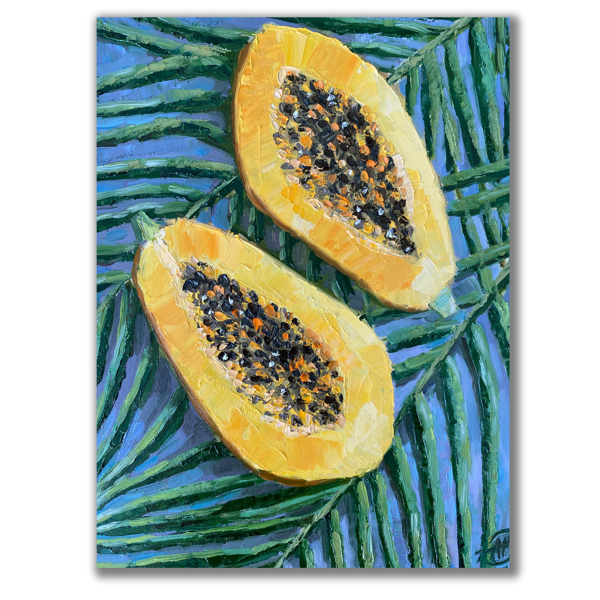 Papaya Painting Original Oil Artwork Fruit Painting Food Wall Etsy