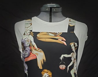 Zombie Girls (BLACK - with LINING!) Gayprons By Lynn - Fashionable Aprons for Everyday (Black Fab Version)