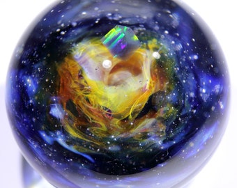 Unique Gift, 41mm Cube Opal Nebula Galaxy Glass Marble, Nebula Space Glass Sphere, Cosmic Glass Decoration