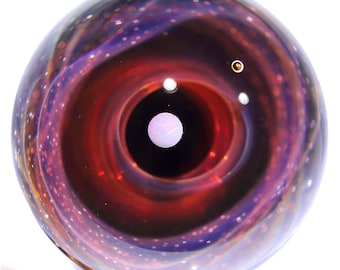45mm 24K Gold Galaxy Glass Marble, Opal Space Glass Sphere, Cosmic glass decoration, Unique Gift