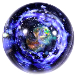 Unique Gift, 51mm Crushed Opals Nebula Galaxy Glass Marble, Nebula Space Glass Sphere, Cosmic Glass Decoration