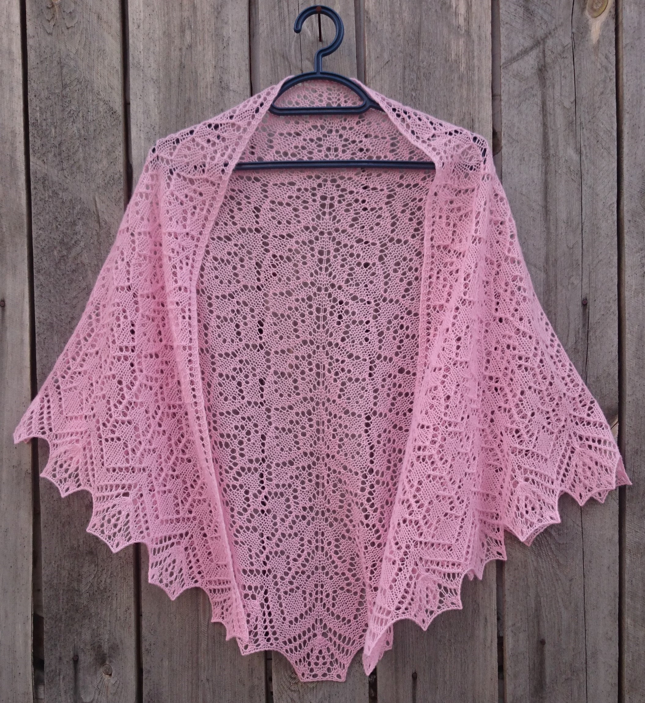 Knitted Pink Lace Shawl Handmade Knitted Pure Wool Lace Wrap Etsy