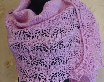 Knitted lace shawl, Big knitted shawl, Pink lace woolen shawl, Knitted wedding wrap, Semi-circular knitted shawl, Blooming Sakura Shawl Wrap