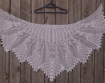 Apple Tree Shawl, Pure White Knitted Lace Shawl, Knitted Lace Wool Wrap, Gift for Wedding, Knitted lace bactus, Knitted wool wrap GalaShawls