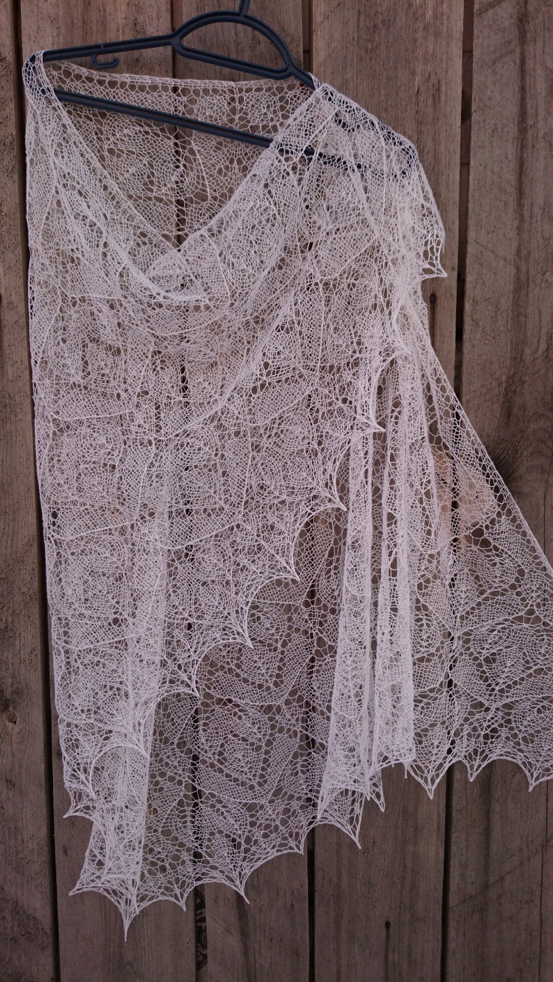 White lace wedding shawl Concert Shawl White lace knitted | Etsy