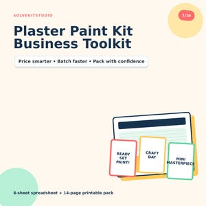 Plaster Paint Kit Business Planner Spreadsheet, Cost Calculator, Batch Inventory Order Tracker, Printable Insert Cards