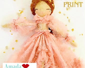Fleur Doll Digital Art Print, Nursery Art, Downloadable Print