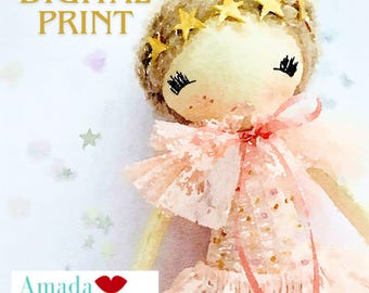 Scarlett Doll Digital Art Print, Nursery Art, Downloadable Print