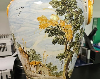 Hand-painted ceramic umbrella vase by Castelli