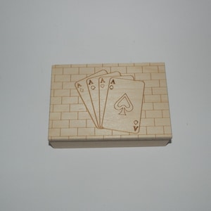 Scatola portacarte in legno 2 reparti incisione laser cm 16 x 11 x 4