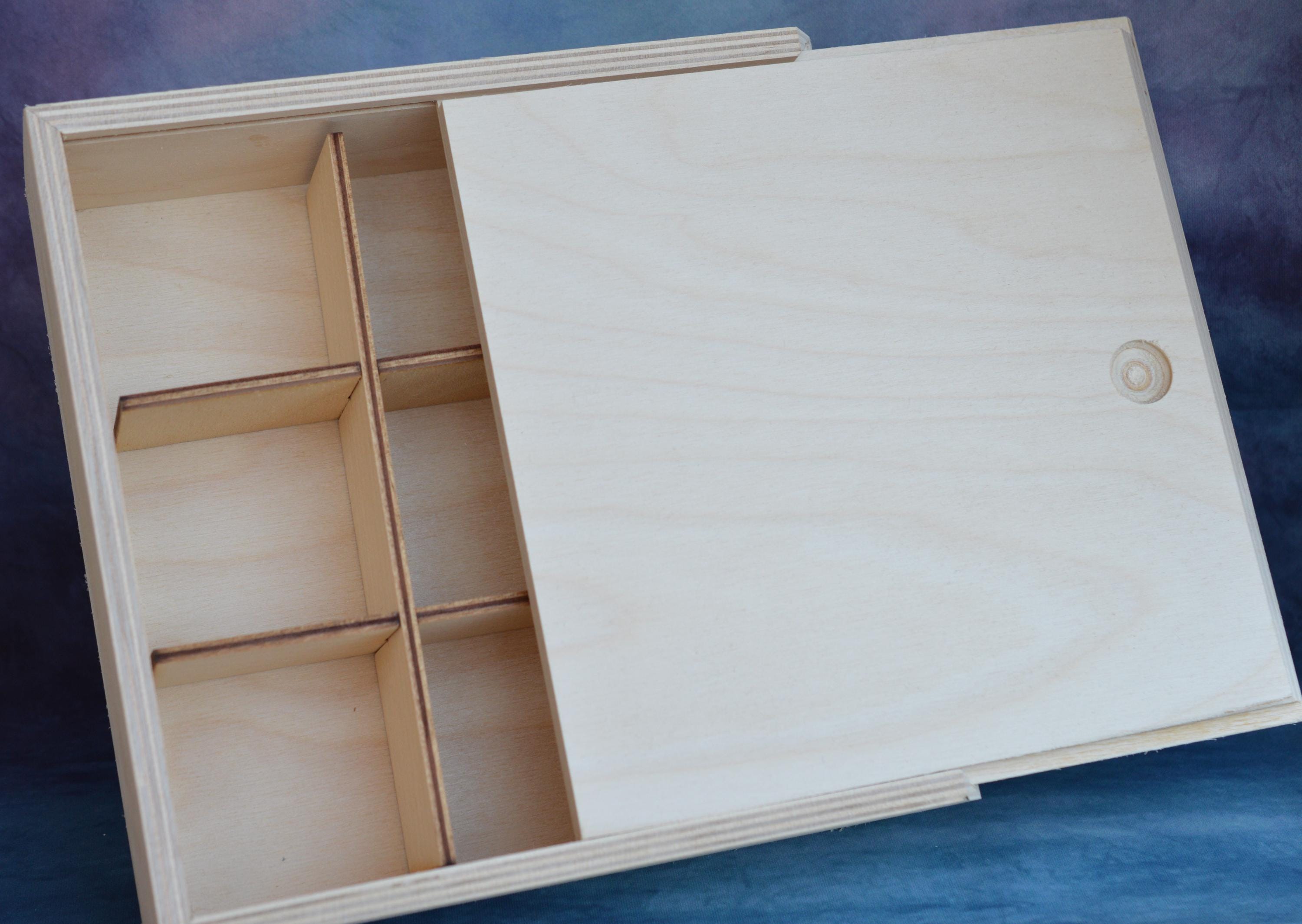 Handcrafted Wooden Box With 9 Departments 21x21x6 Cm - Etsy