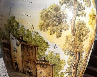 Handbemalter Schloss-Schirmständer aus Keramik, 52 cm
