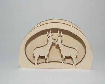 Beech wood deer napkin holder cm 15 x 10 x 5