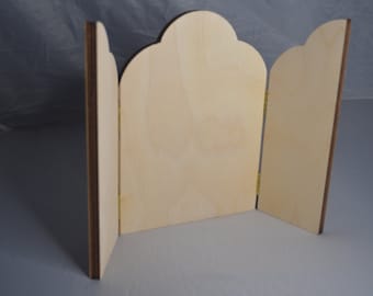 Hand-crafted wooden shaped triptych