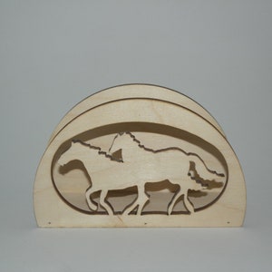 Porta tovagliolo cavalli in legno di faggio cm 15x10x5
