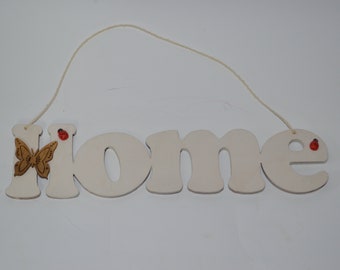 Wooden plaque handcrafted home 30x6.5 cm