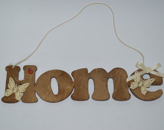 Wooden plaque handcrafted home 30x6.5 cm