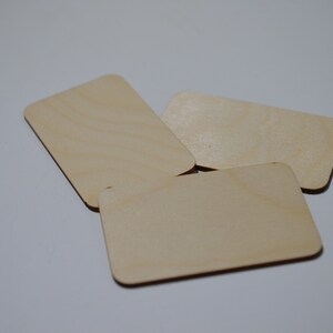 Rectangular wooden shape with rounded corners 9.8x6 cm handmade
