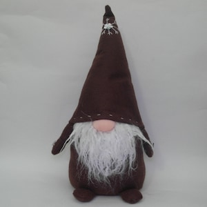 Butoir de porte GNOME tissu 45 cm brun avec chapeau