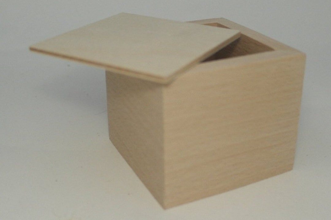 取り外し可能な底と取り外し可能な蓋付き木箱 6.5 x 7.5 x 7.5 cm