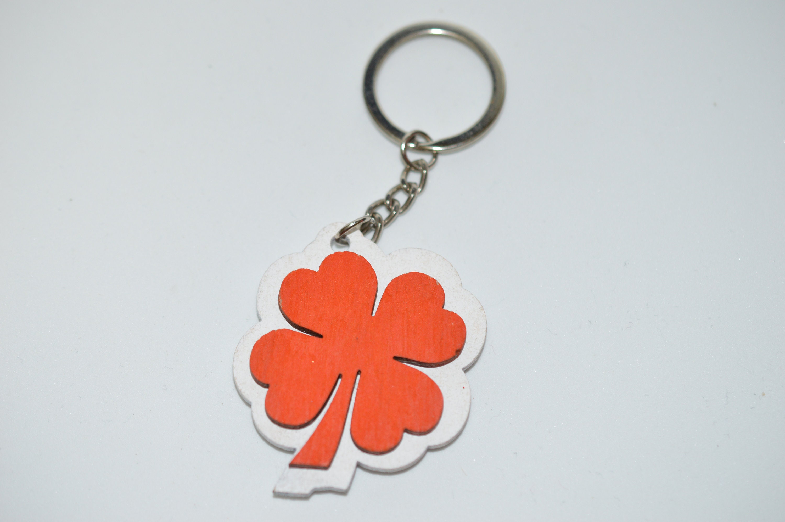 Portachiavi quadrifoglio legno resina portafortuna - Abbigliamento e Accessori In vendita a Catanzaro